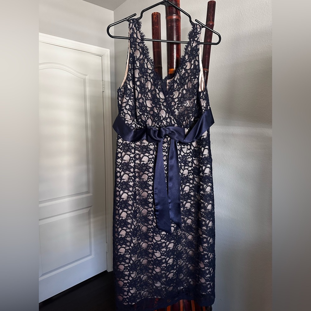 Eliza J Navy Lace Midi Dress